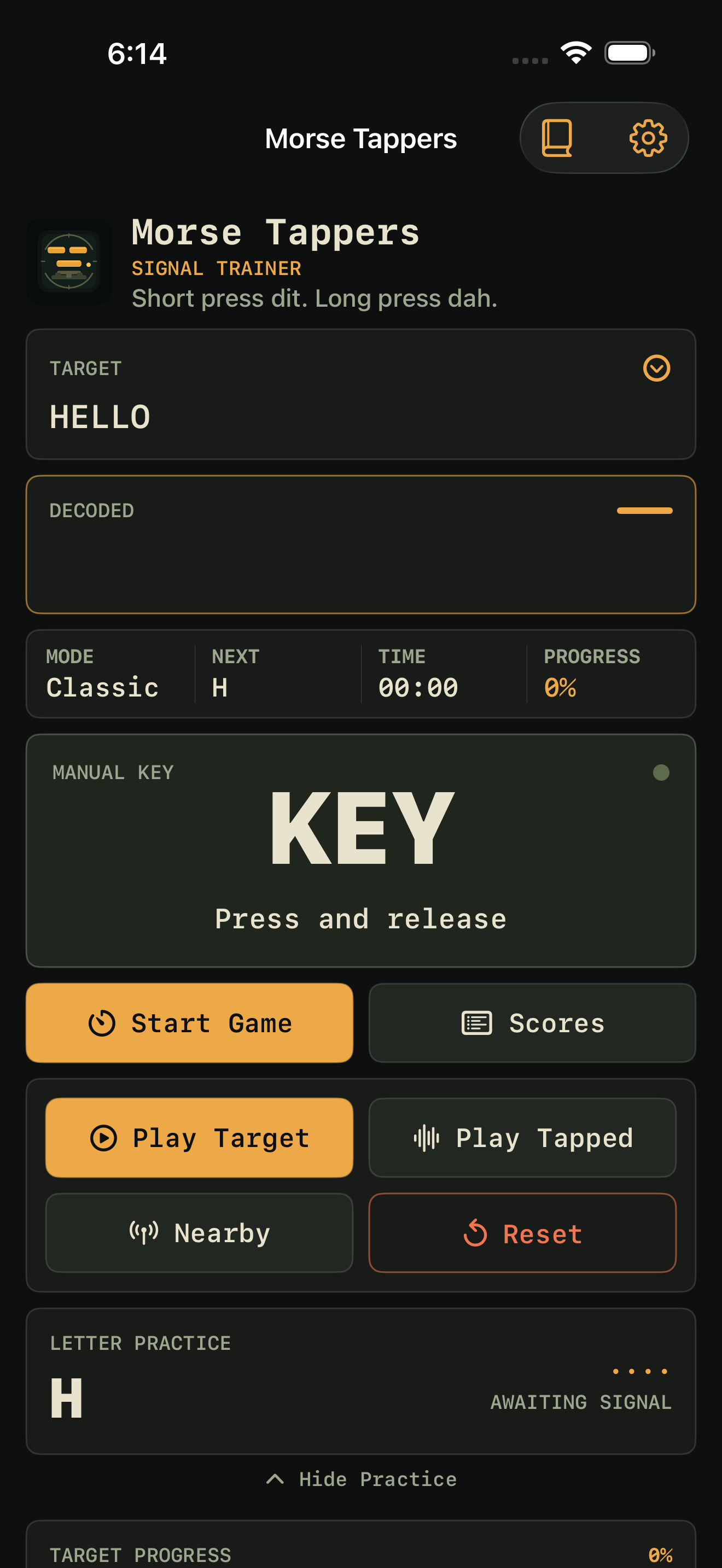 morse-tappers authentic historical app interface