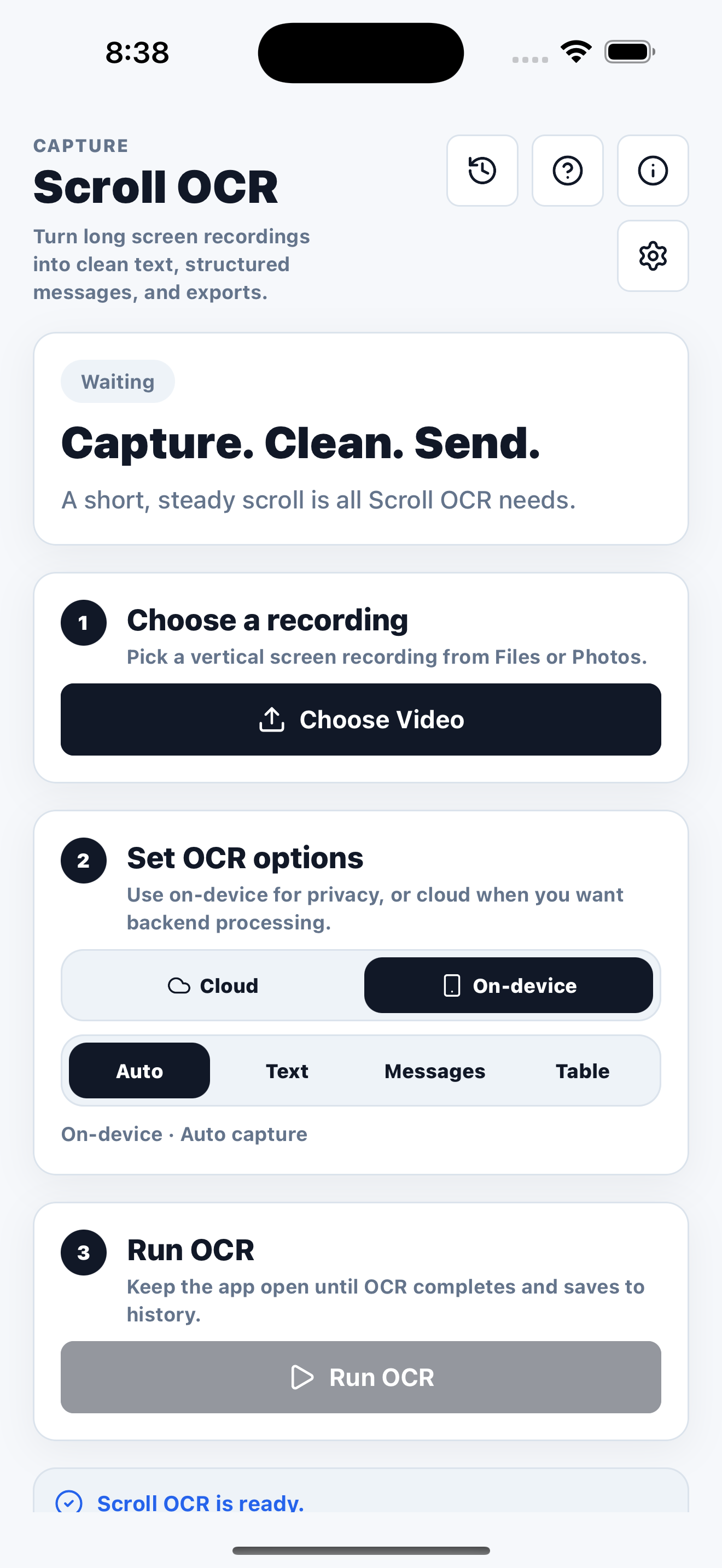 scrollocr authentic historical app interface
